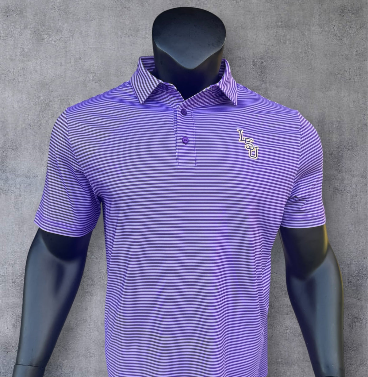 LSU Stacked 2 Stripe Polo