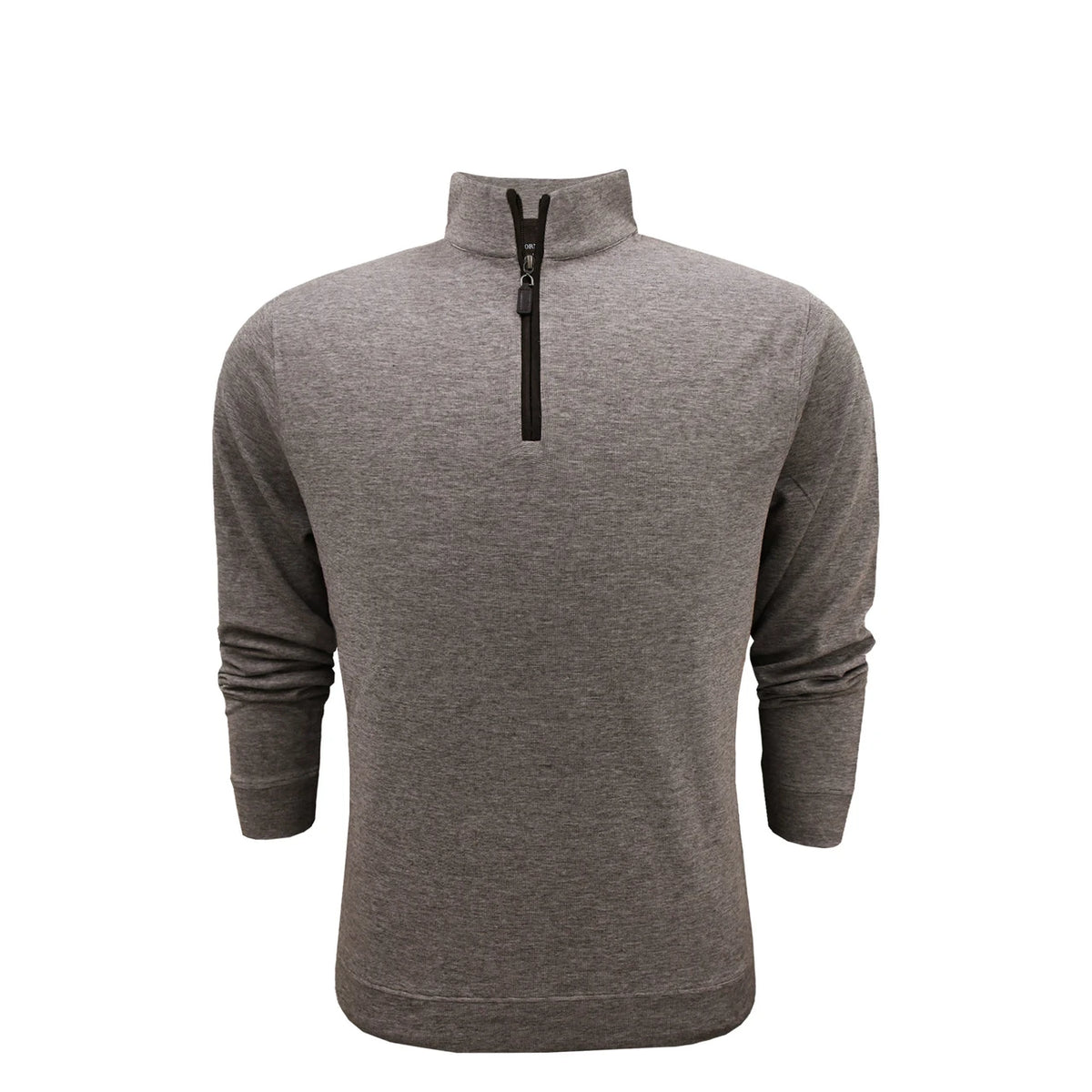 Suede Zip Cotton Pullover-Bison