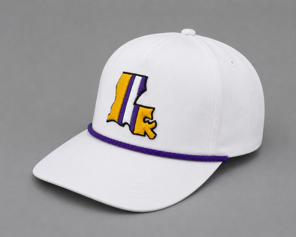 LSU Helmet Stripe Non-Structured Rope Hat- White