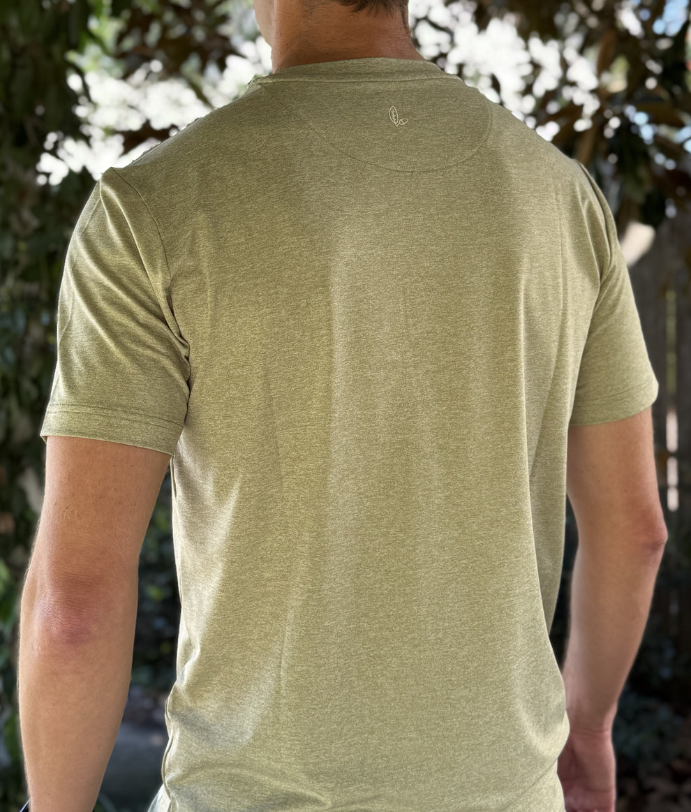 Heather Pro Pocket Tee-Moss