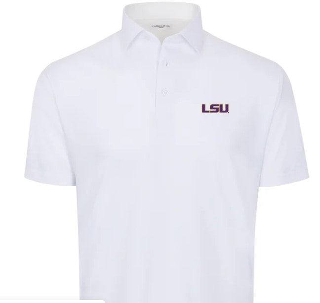 LSU Featherweight Flex Polo-White