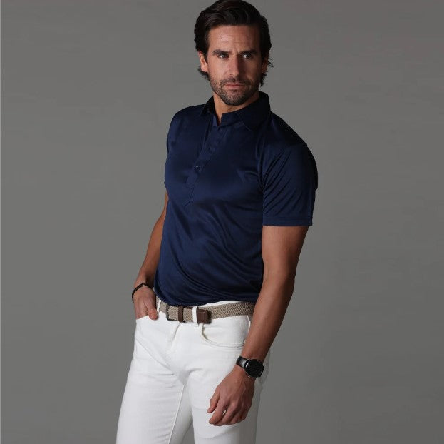 Semi-Spread Collar Polo-Navy