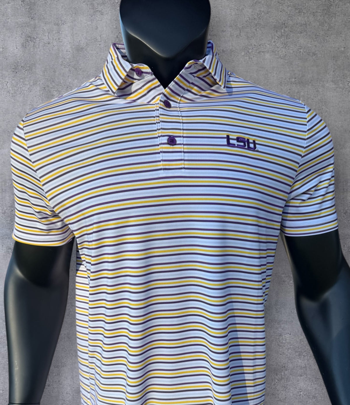 LSU Purple-Gold Gingham Polo