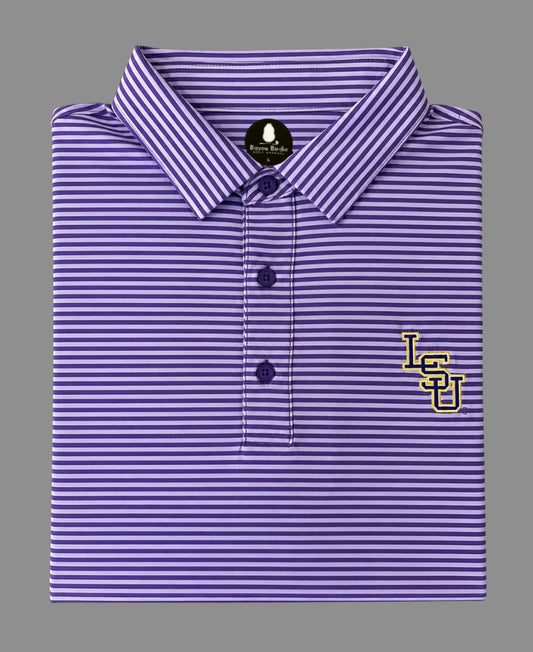 LSU Stacked 2 Stripe Polo