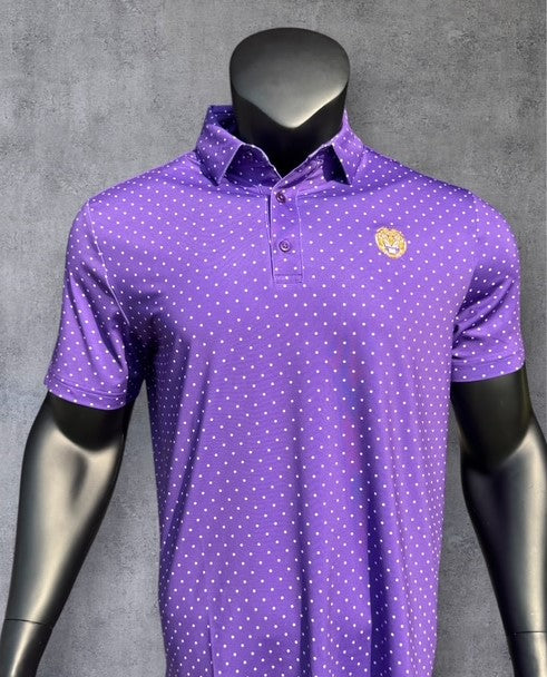 LSU Purple White Dot Polo