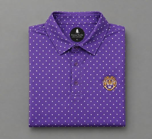 LSU Purple White Dot Polo