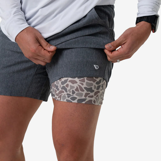 Athletic Short - Grizzly Grey - Classic Deer Camo Liner-5.5"