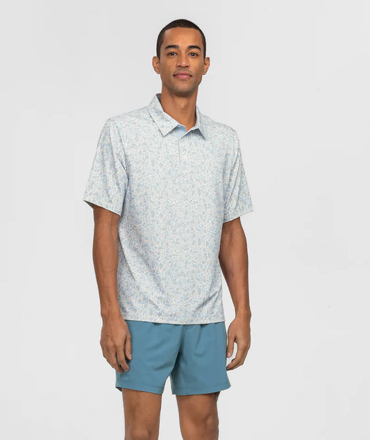 Hunters Hideway Printed Polo-Pale Drift